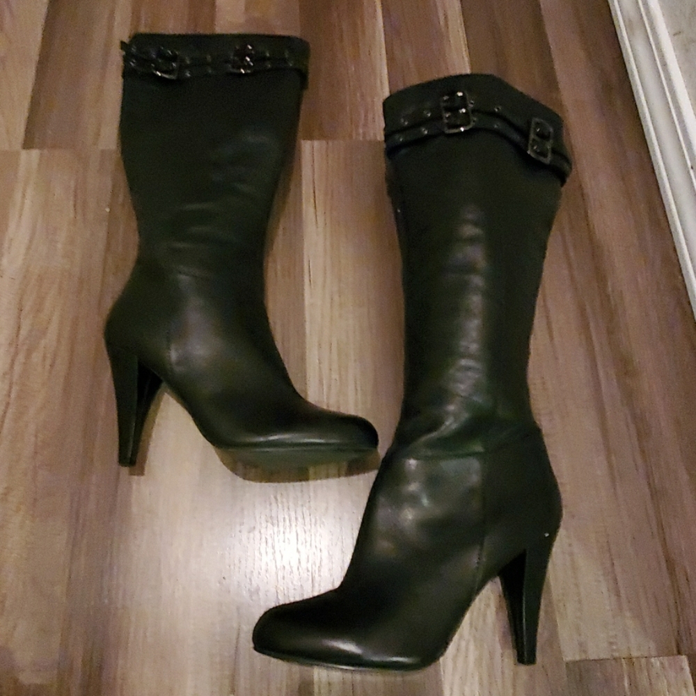 Black leather boots